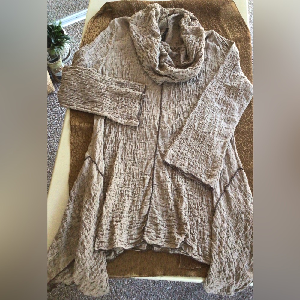 Cowl neck pullover dress.